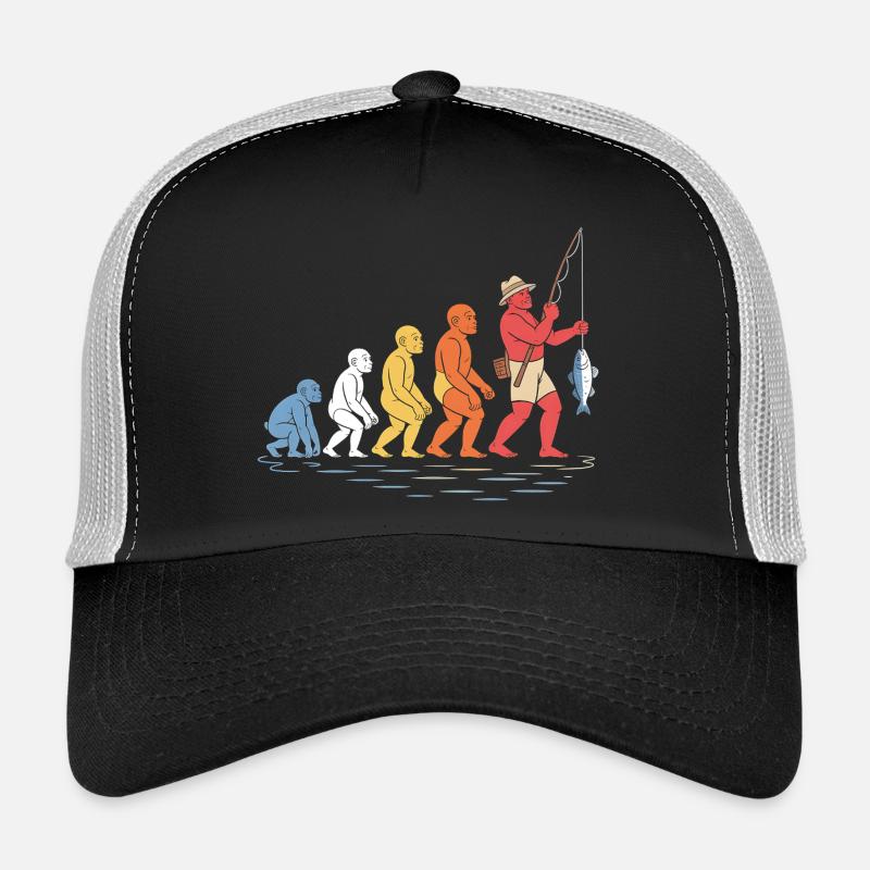 Évolution de la pêche du pêcheur humain drôle Casquette trucker 