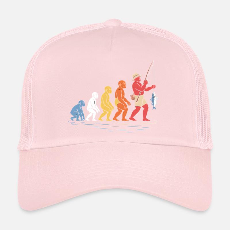 Die Evolution des lustigen menschlichen Fischerfischens Trucker Cap