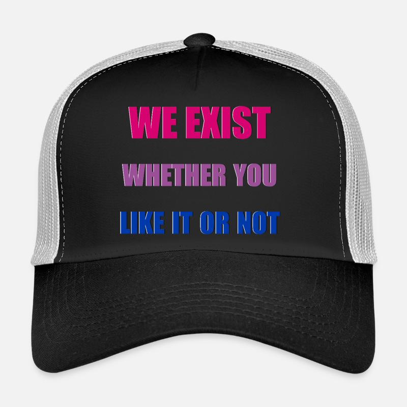 We Exist - Bisexuelle Flagge - Trucker Cap - Schwarz/Steingrau