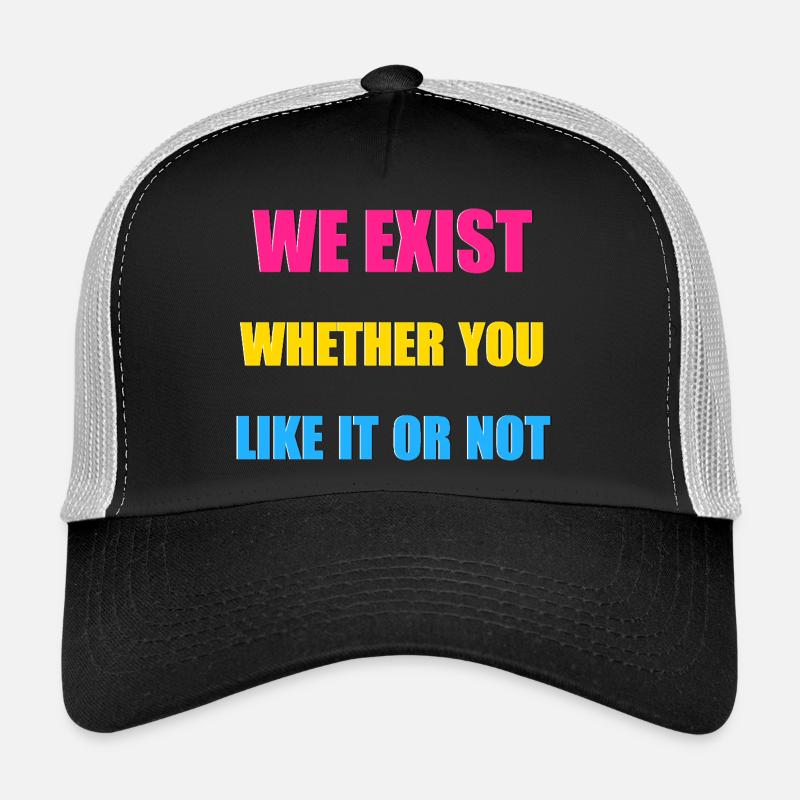 We Exist - Pansexual Flag - Trucker Cap - black/stone grey