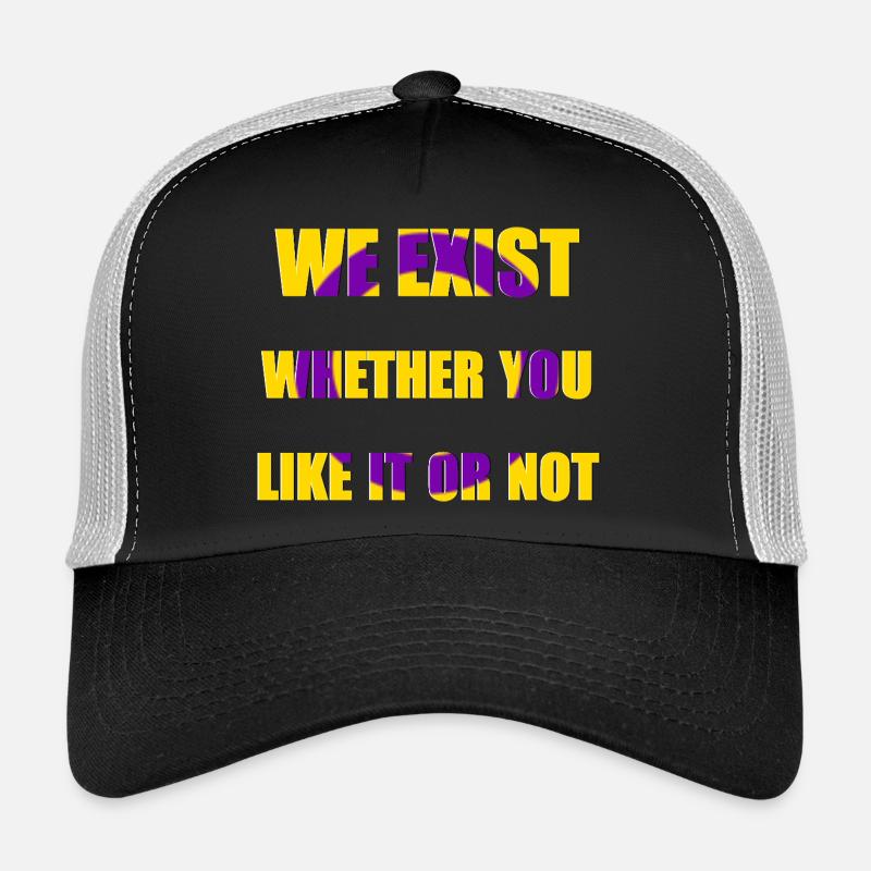 We Exist - Intersex Flag - Trucker Cap - black/stone grey