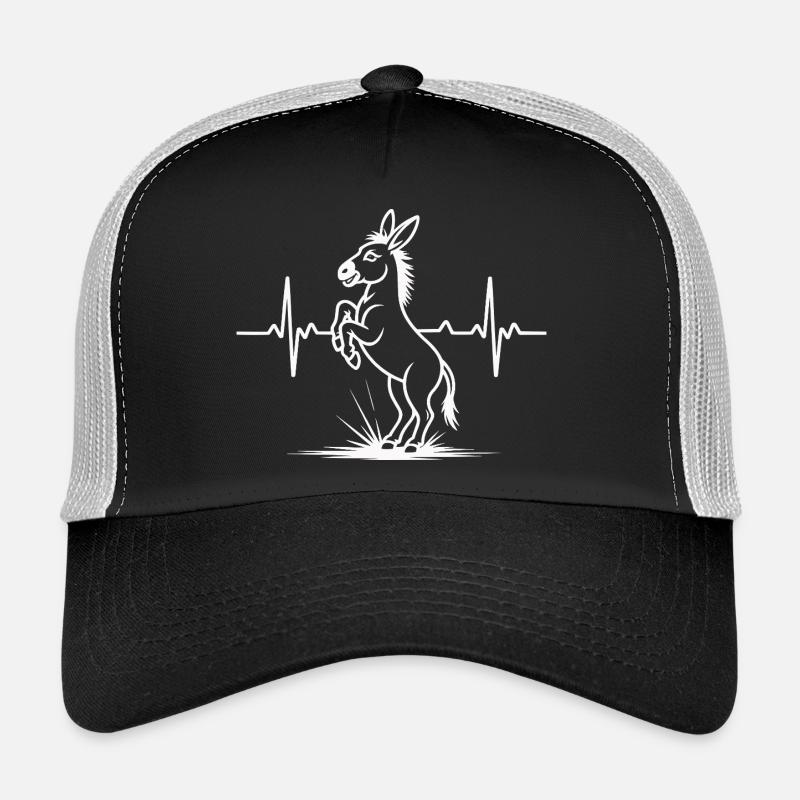 Donkey with heartbeat line Trucker Cap