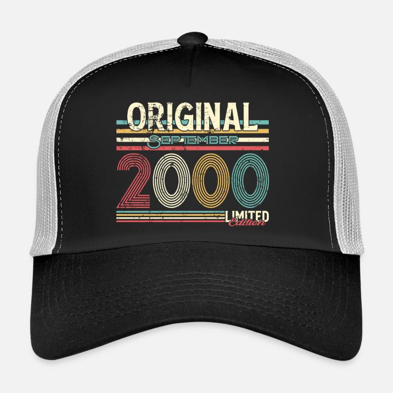 Original September Retro 2000 Design, 25 Jahre - Trucker Cap - Schwarz/Steingrau