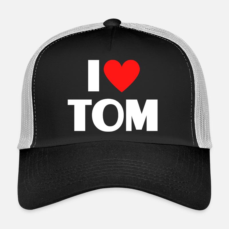 I love Tom Rotes Herz Romantischer Name Fan Trucker Cap