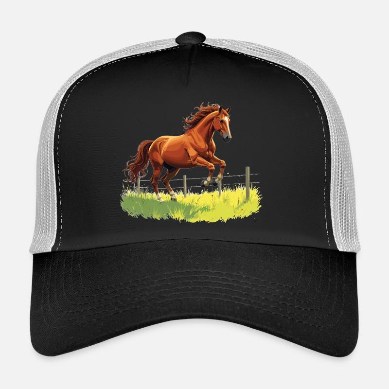 Springender Gaul am Weidezaun - Trucker Cap - Schwarz/Steingrau