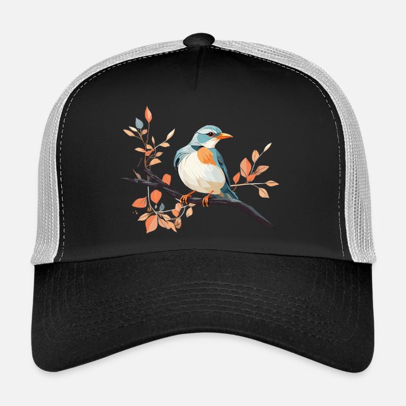Königsfeder Eisvogel auf Ast - Trucker Cap - Schwarz/Steingrau