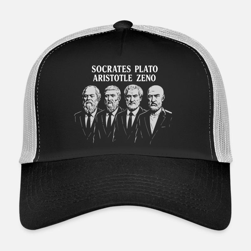Penseurs Socrate, Platon, Aristote, Zénon en couleur - Casquette trucker - noir/gris pierre