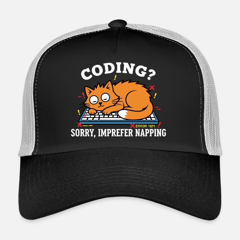 Coding? Sorry, I prefer to sleep Funny Cat Trucker Cap