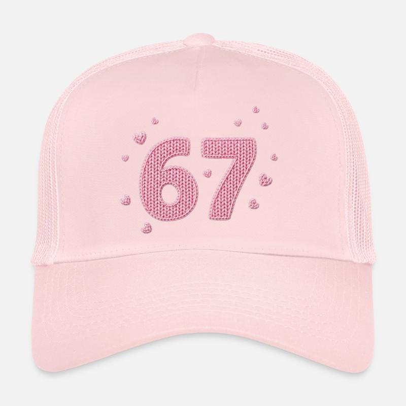 6 7 Meme – Pink Heart Pattern Trucker Cap