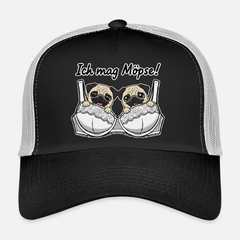 Ich mag Möpse Spruch mit lustigem Bild Trucker Cap