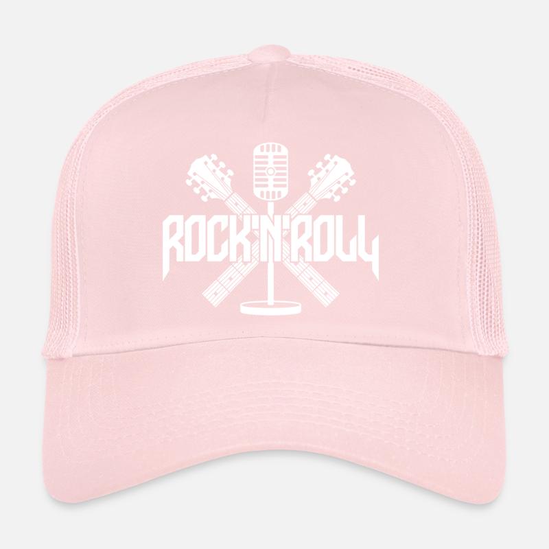 Logo Rock 'n' Roll avec guitares et microphone Casquette trucker 