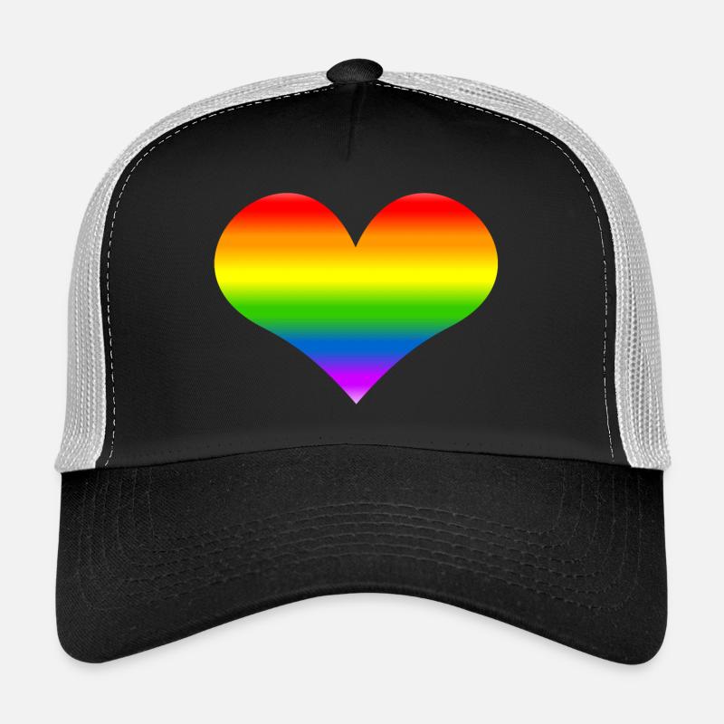 Regenbogen-Herz-Regenbogen - Trucker Cap - Schwarz/Steingrau