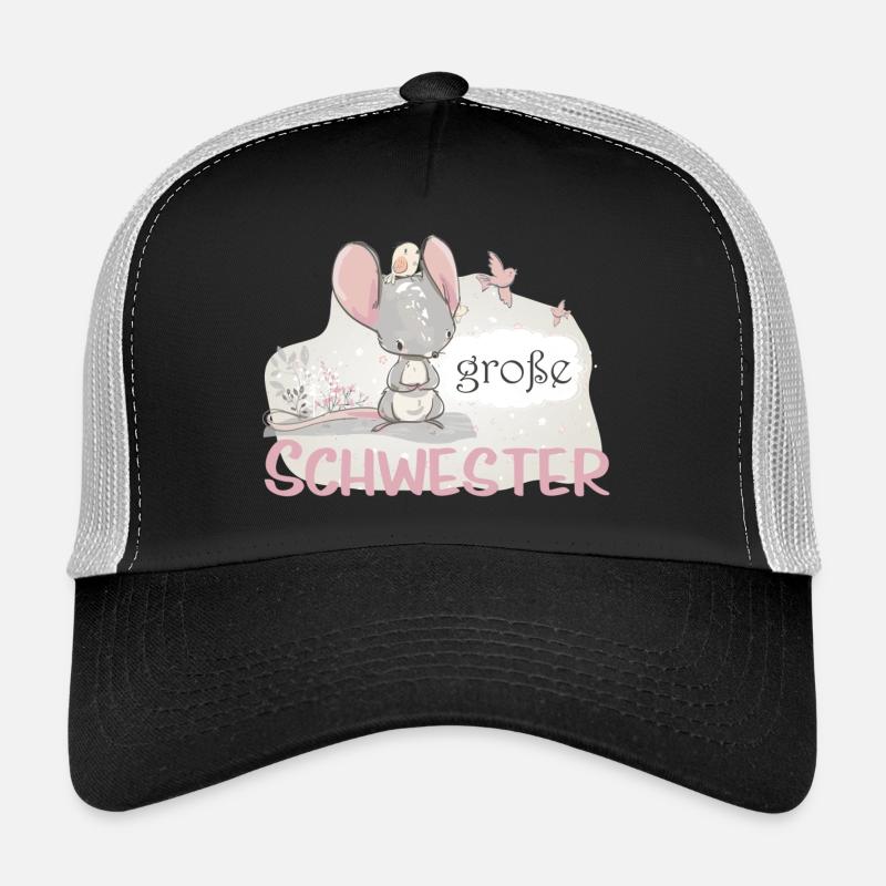 große Schwester Einhorn Maus Vogel - Trucker Cap - Schwarz/Steingrau
