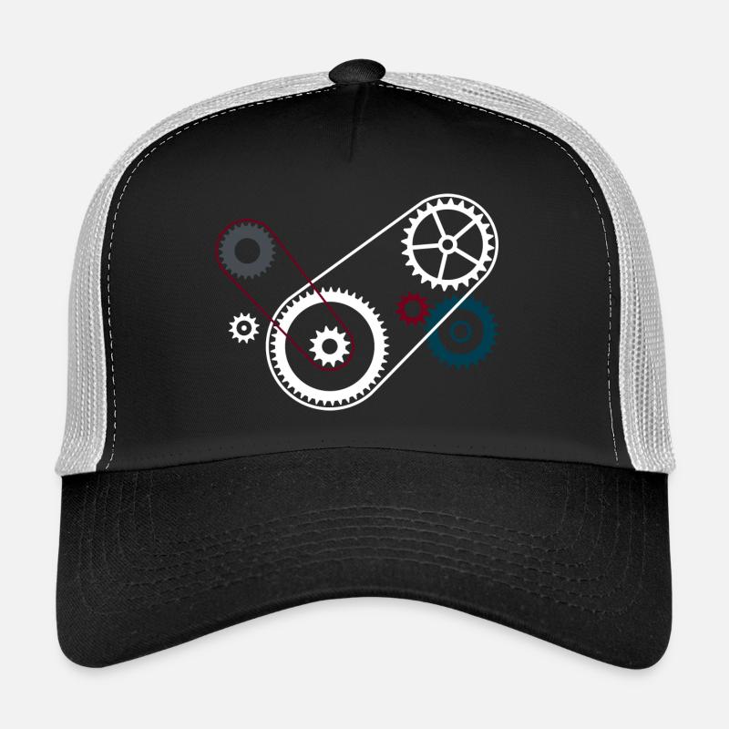 Zahnräder Getriebe Motorblock - Trucker Cap - Schwarz/Steingrau