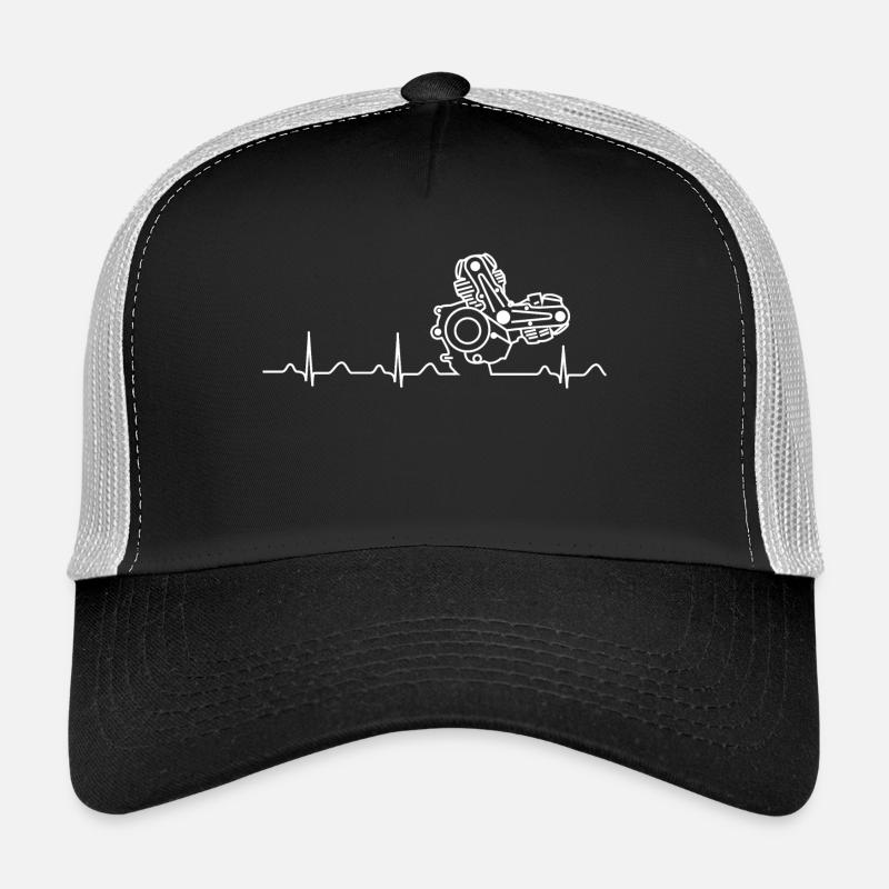 Heartbeat weiß - Trucker Cap - Schwarz/Steingrau