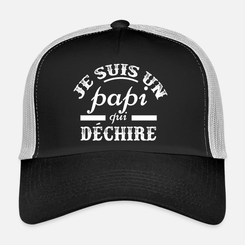 "Papi qui déchire" t-shirt humour papi - Casquette trucker  - noir/gris pierre