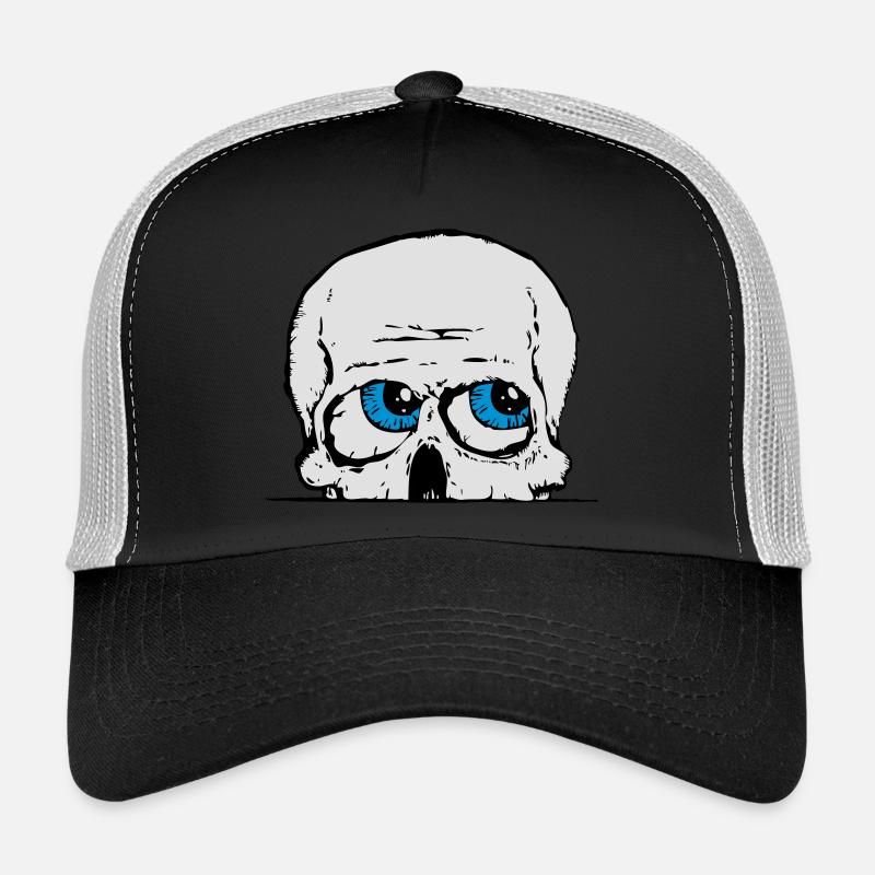 skull_courious_3colours - Trucker Cap - Schwarz/Steingrau