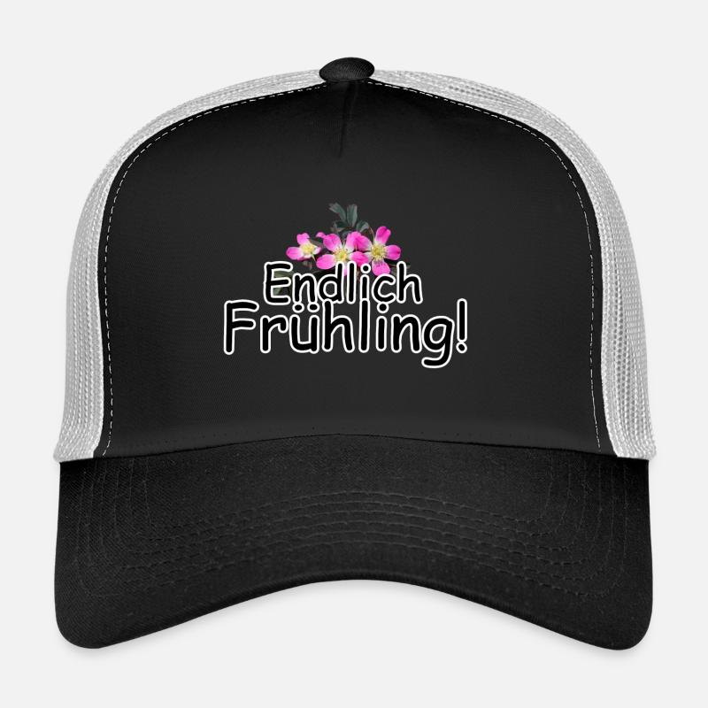 Endlich Frühling Blumen Jahreszeit Spruch - Trucker Cap - Schwarz/Steingrau