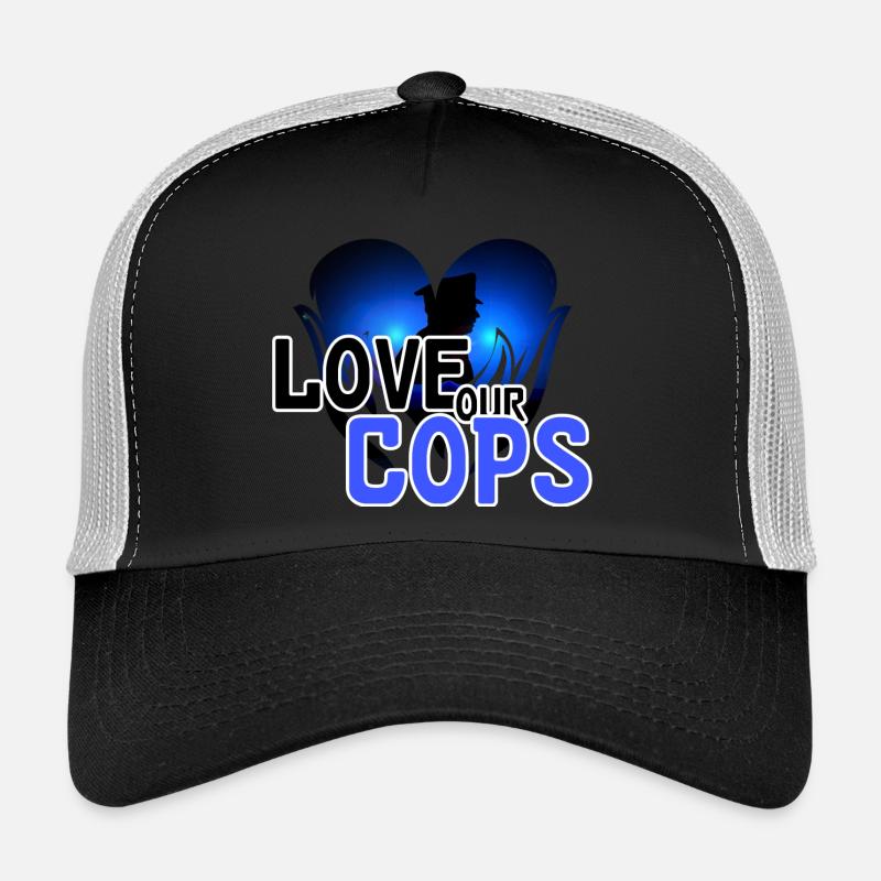 Liebe Polizei Polizist Spruch Beruf - Trucker Cap - Schwarz/Steingrau