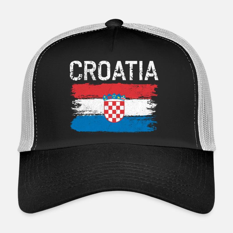 Croatia Brush Flag Crest Trucker Cap