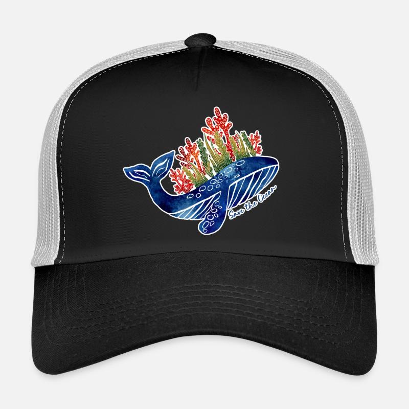 Illustration de baleine avec du corail | Protéger la mer Casquette trucker 