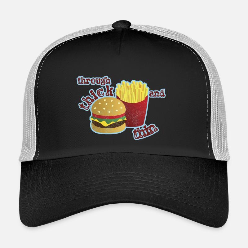 Burger mit Pommes - Trucker Cap - Schwarz/Steingrau