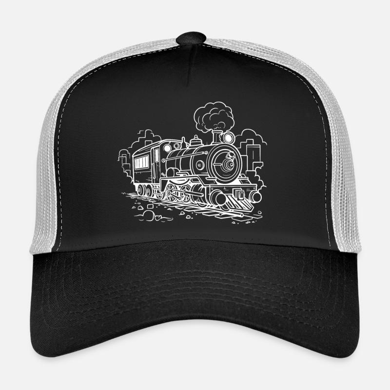 Dampflokomotive - Trucker Cap - Schwarz/Steingrau
