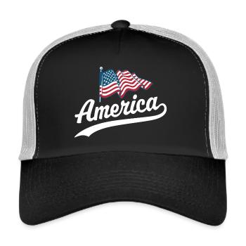 Amerika Flagge - Trucker Cap - Schwarz/Steingrau - Vorne