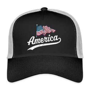 Amerika Flagge - Trucker Cap - Schwarz/Steingrau - Vorne