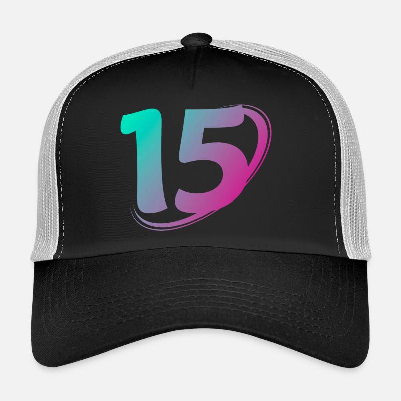 Numéro 15 multicolore - Casquette trucker  - noir/gris pierre