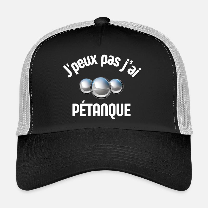 Pétanque, Melone, Petanque-Fan - Trucker Cap - Schwarz/Steingrau