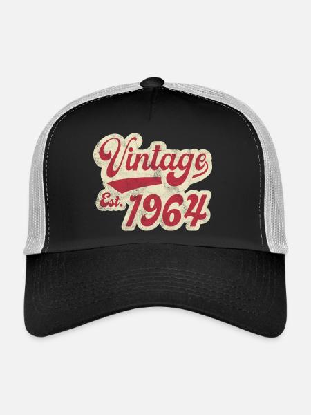 Jahrgang Est 1964 - Trucker Cap - Schwarz/Steingrau