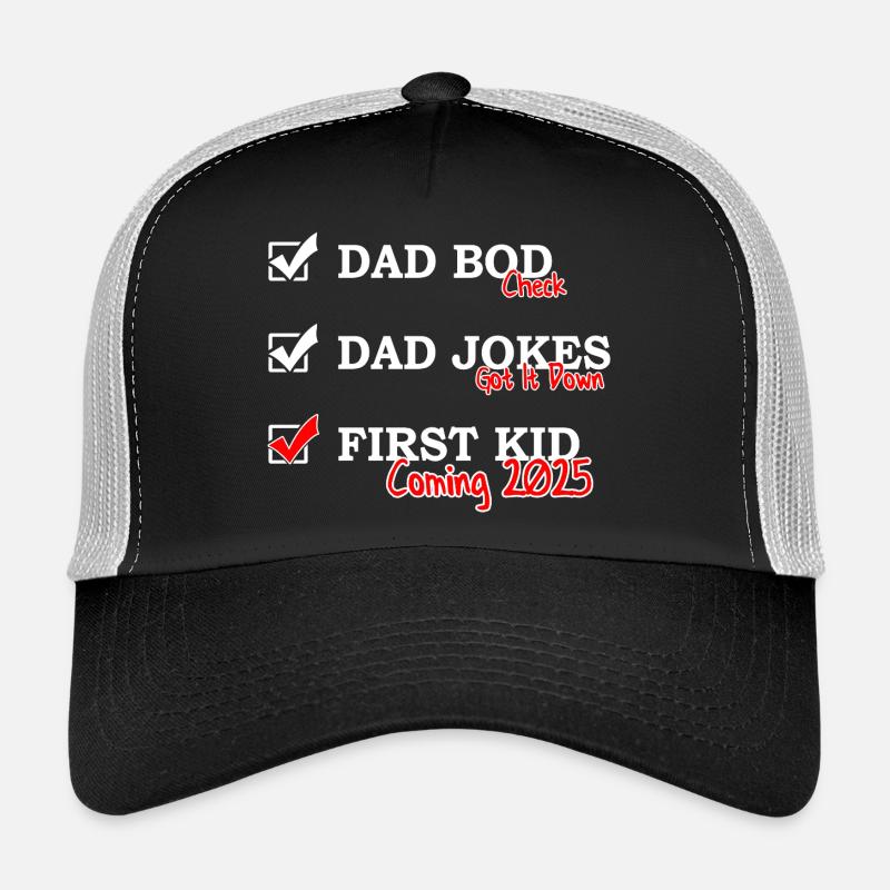 Zum ersten Mal Papa 2025 - Dad bod Dad jokes - Trucker Cap - Schwarz/Steingrau