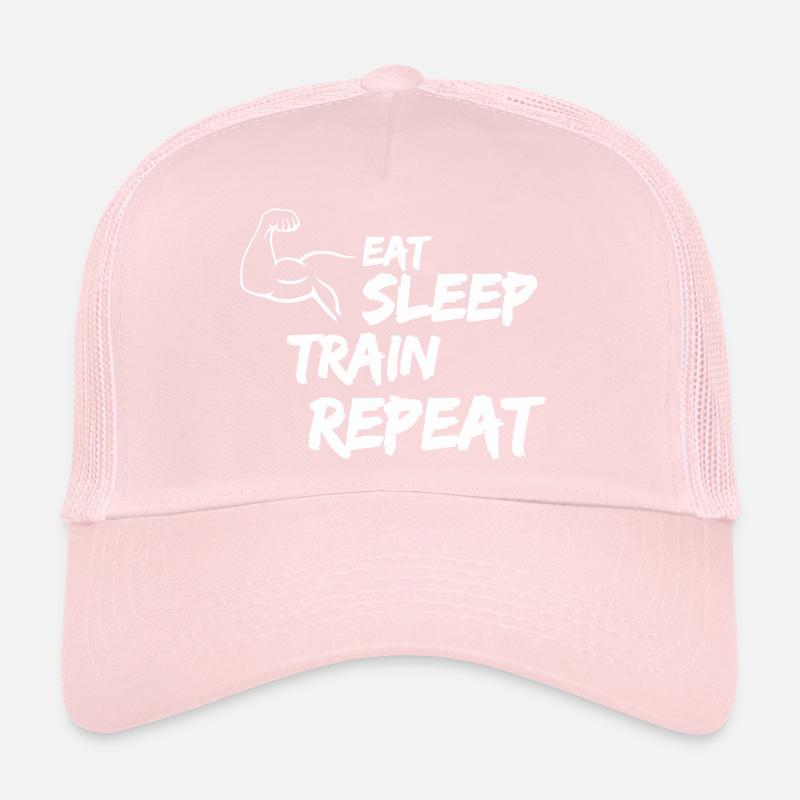 eat sleep train repeat Trucker Cap