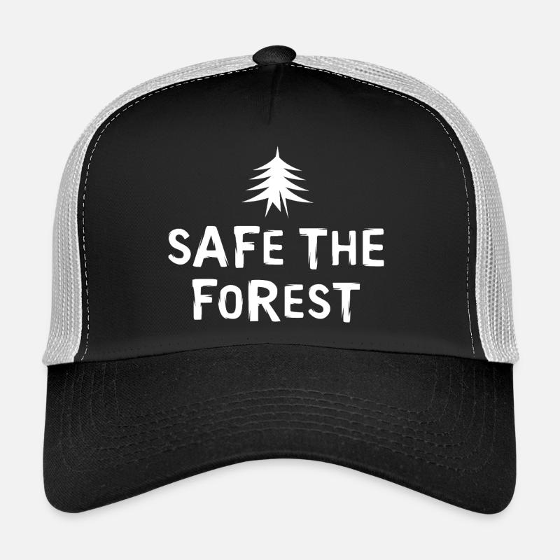 en toute sécurité dans la forêt - Illustration de logo minimal d’arbre Casquette trucker 