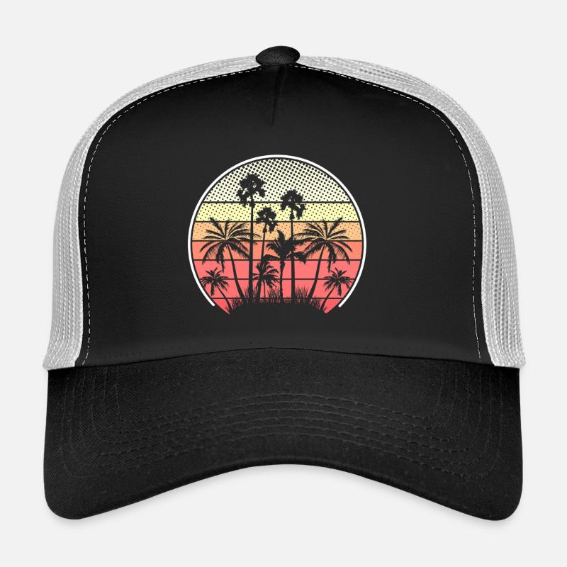 Tropical Sunset Palm Trees Silhouette Trucker Cap