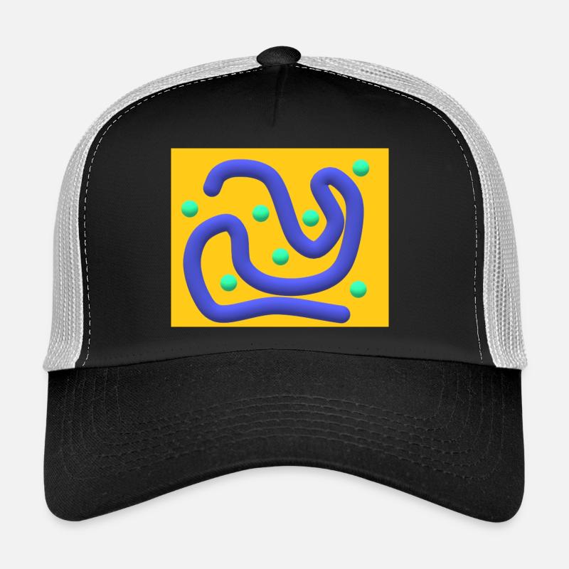 Courbes bleues abstraites avec des points de menthe Casquette trucker 