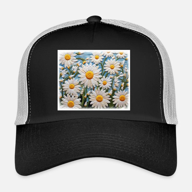 Daisy Garden Hobby Embroidery Design Trucker Cap