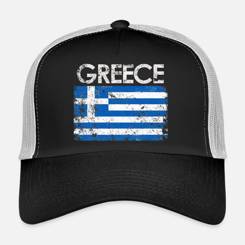 Distressed Greece Flag Graphic Trucker Cap