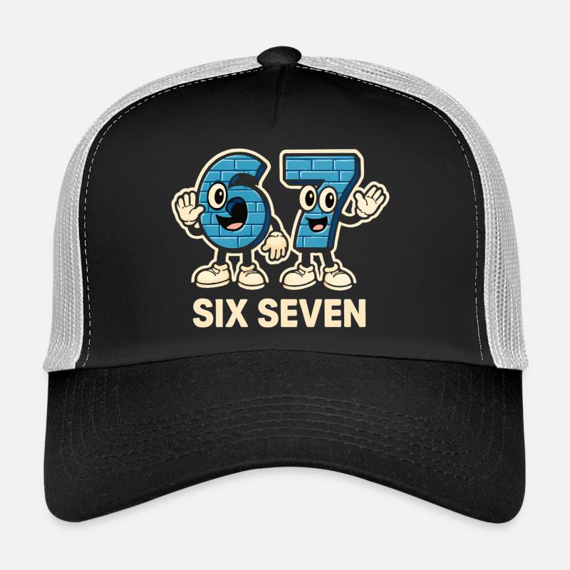 Sechs Sieben Meme Lustig 6 7 Geschenkidee - Trucker Cap - Schwarz/Steingrau