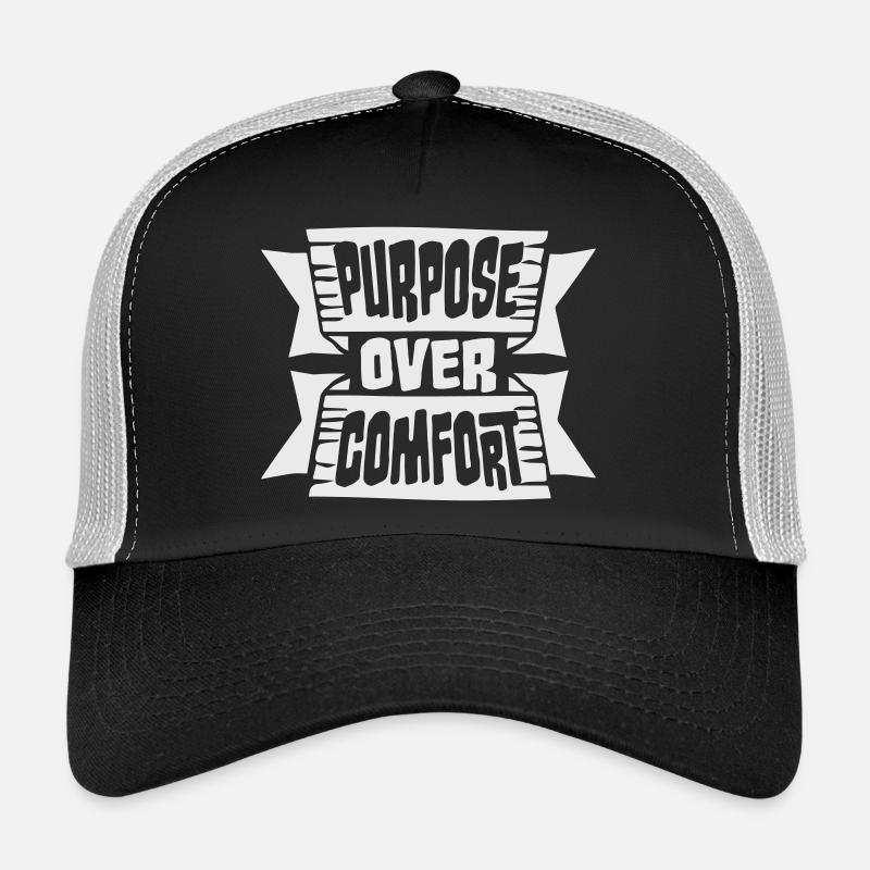 Purpose Over Comfort Motivation Mindset Growth Trucker Cap