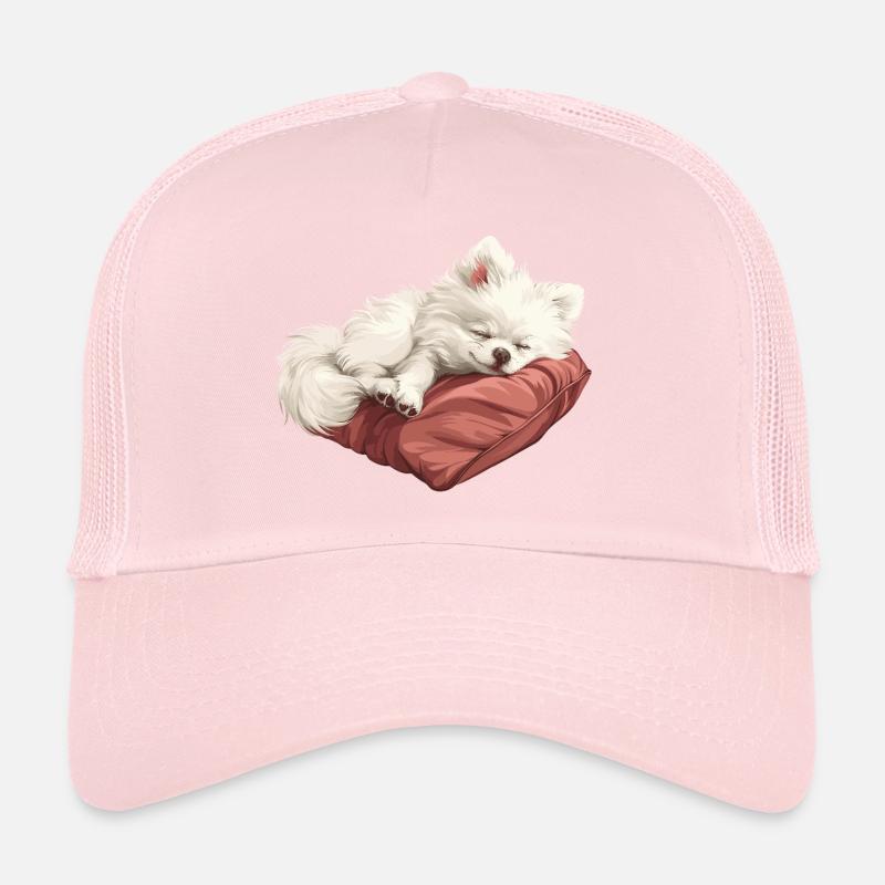 Sleeping Spitz puppy Trucker Cap