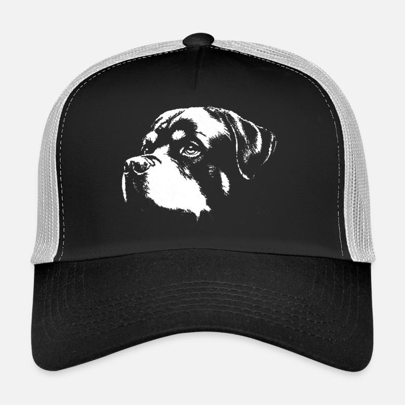 Chien Rott Silhouette Noir Blanc Casquette trucker 