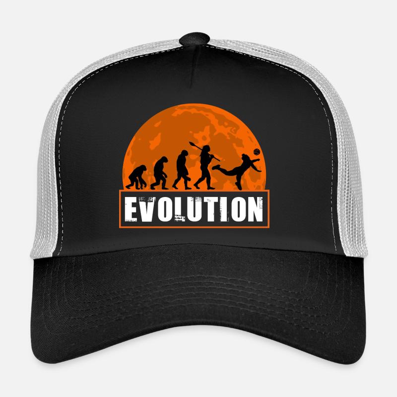 Volleyball Evolution Sunset Sports Silhouette Art Trucker Cap