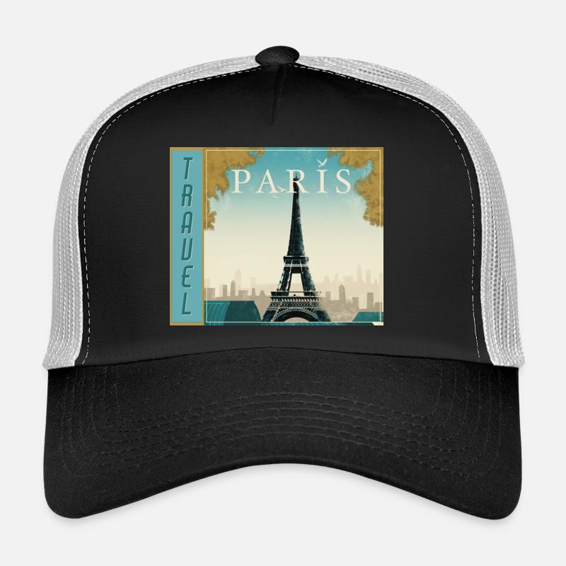 Affiche rétro de voyage de voyage à Paris Casquette trucker 