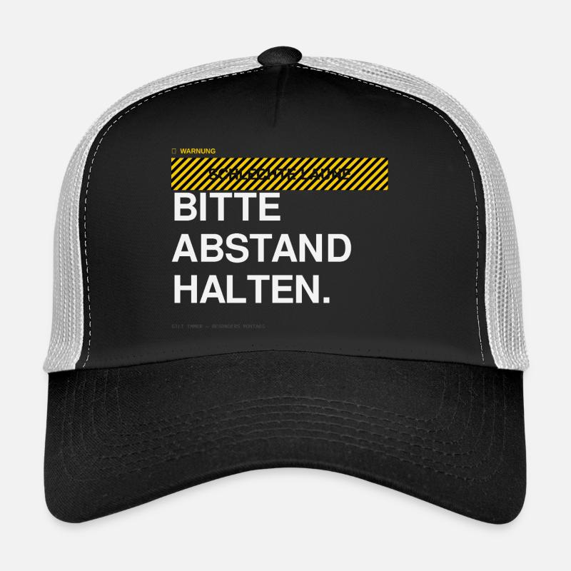 BITTE ABSTAND HALTEN Warnhinweis - Trucker Cap - Schwarz/Steingrau