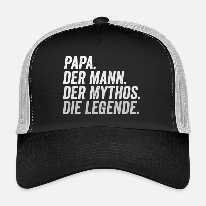 Papa Mann Mythos Legende - Trucker Cap - Schwarz/Steingrau