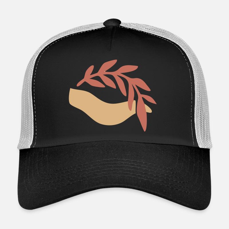 Hand Blatt Natur Boho Logo Trucker Cap
