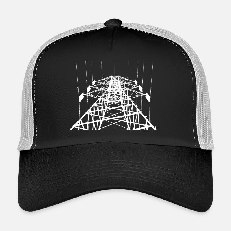 Strommast weiß - Trucker Cap - Schwarz/Steingrau