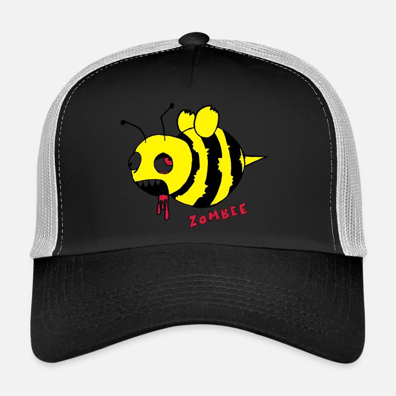 Zombee / Halloween Zombie Horror Biene - Trucker Cap - Schwarz/Steingrau